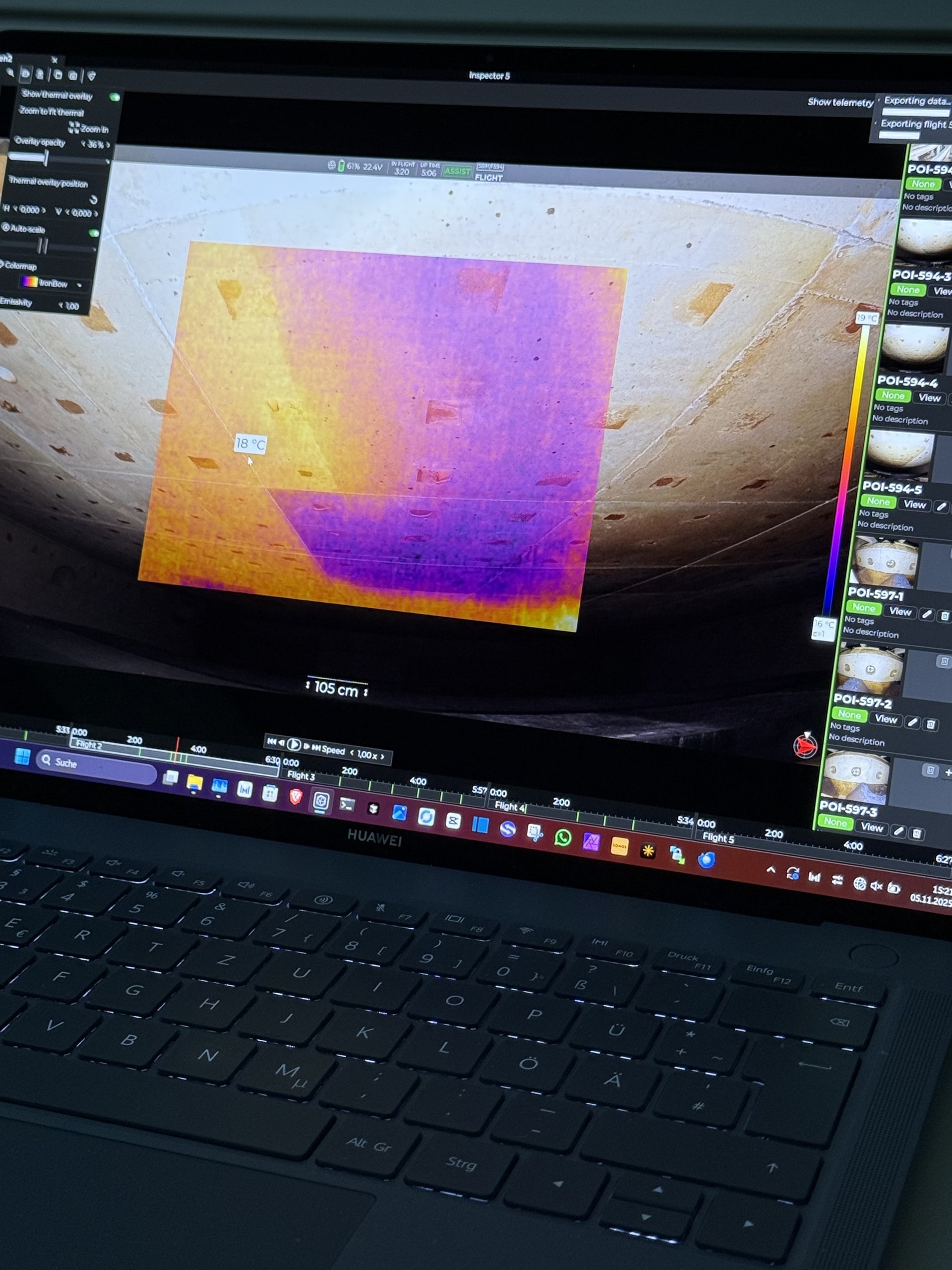 Termografievaluering p&aring; laptop &ndash; v&aelig;rmebildekameradrone ved industriell ovnsinspeksjon