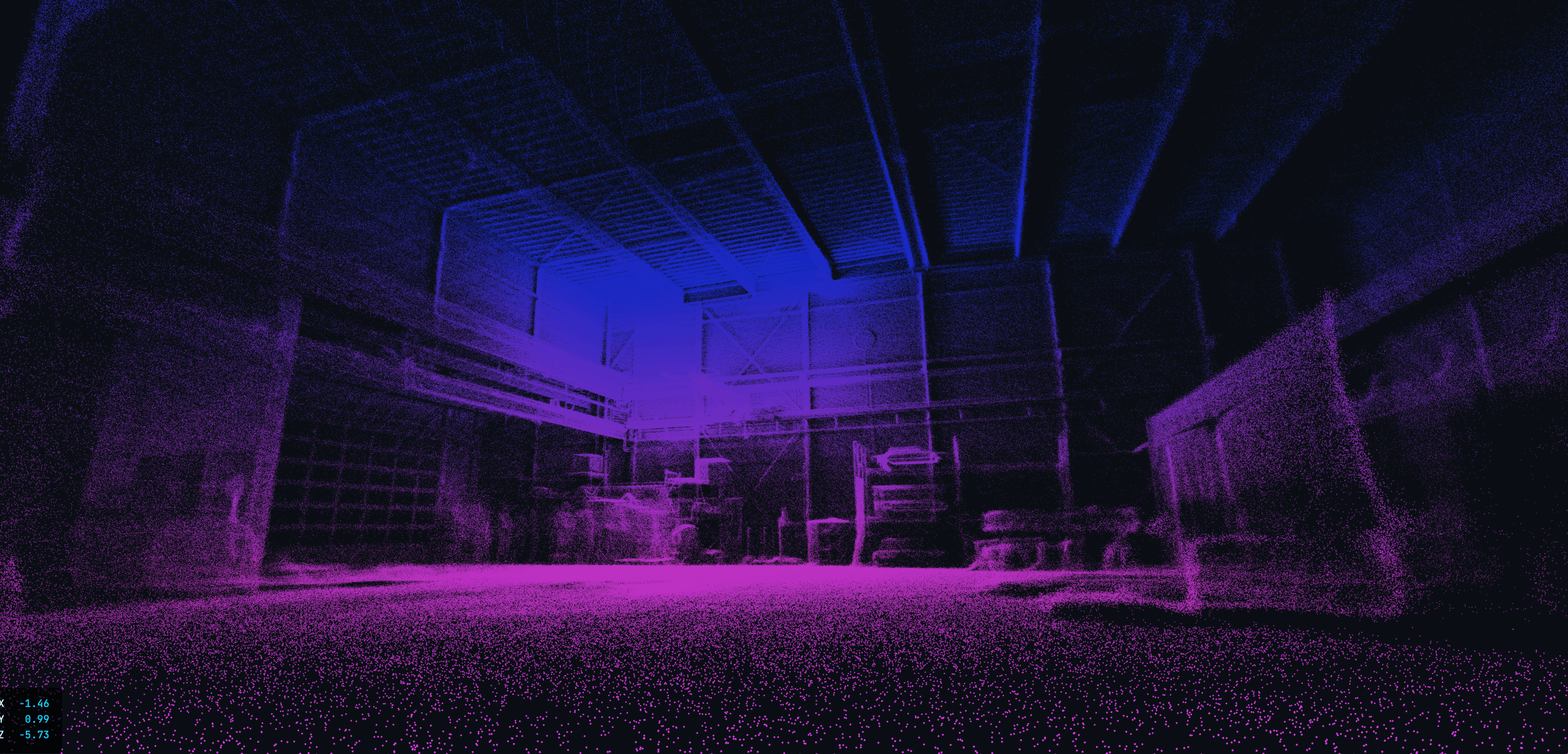 LiDAR scan of industrial hall – complete 3D point cloud