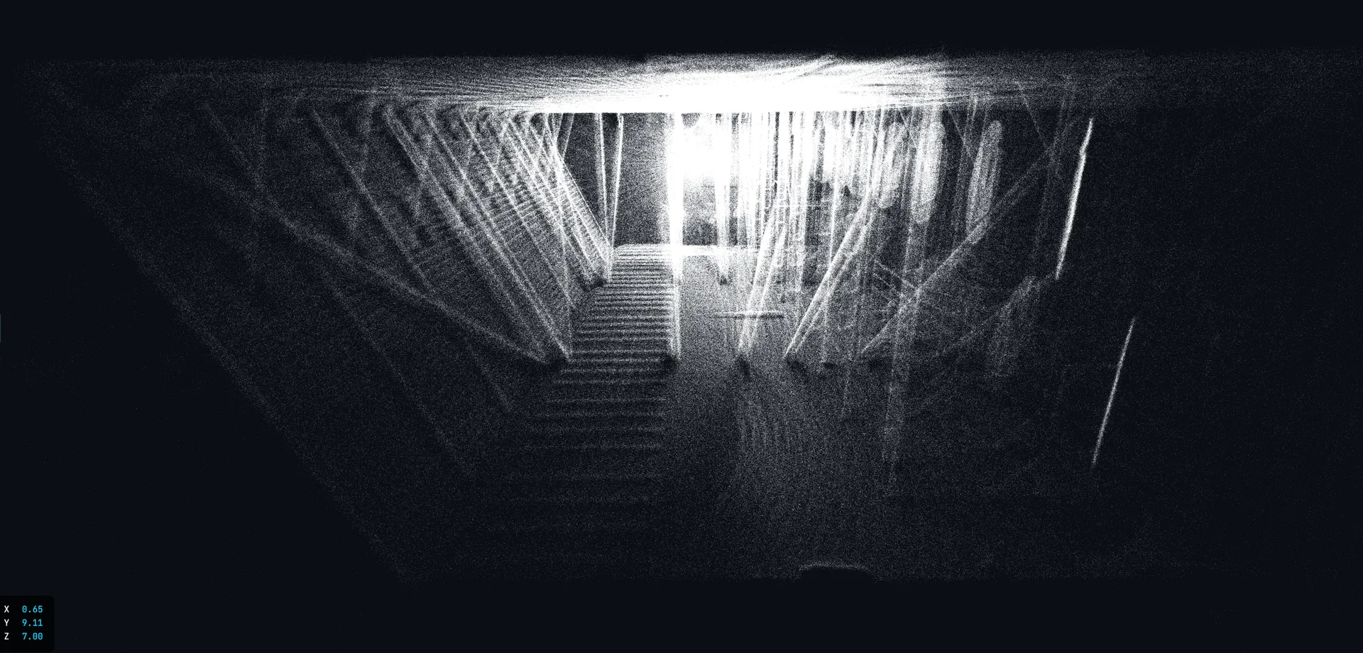 LiDAR 3D-punktsky af røggaskanal – ELIOS 3 scanningsresultat