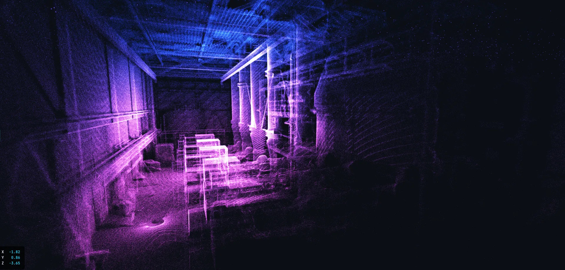 Skan LiDAR 3D rur elektrowni &ndash; chmura punkt&oacute;w
