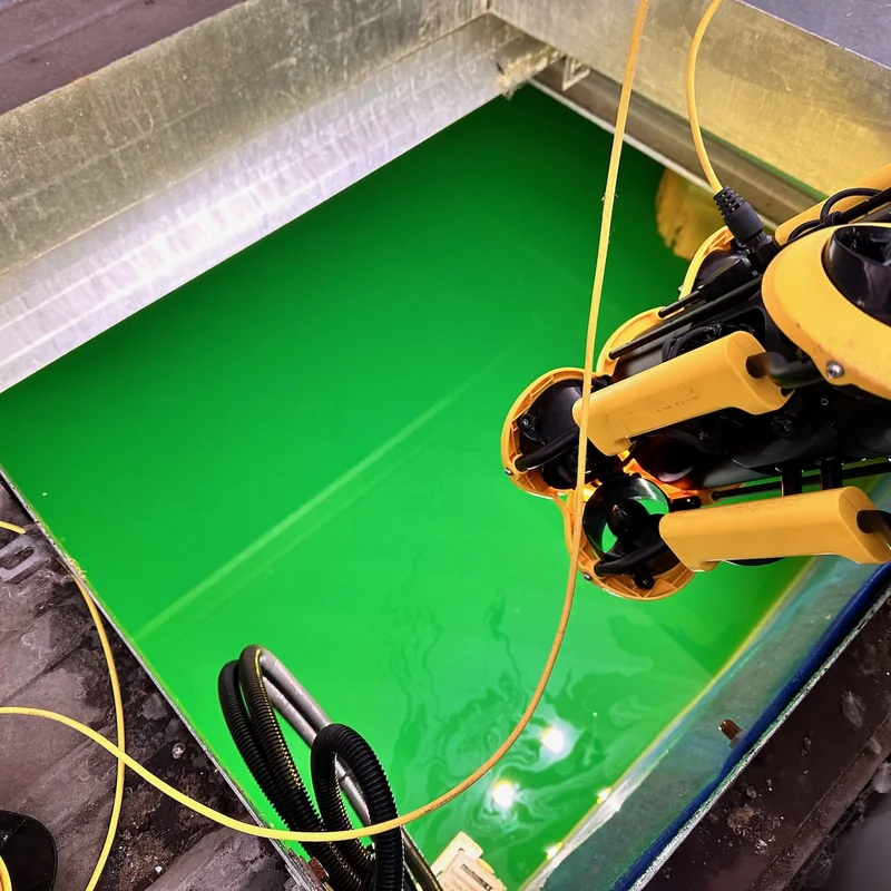 Blick in Sprinklertank mit Algenbefall – ROV-Einsatz