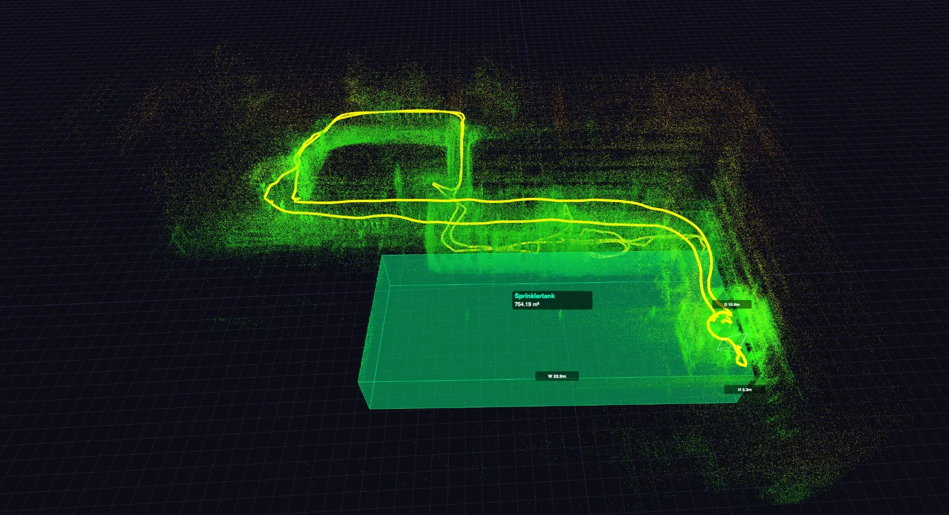 Pomiary LiDAR dronem ELIOS 3 w przemysłowym zbiorniku – chmura punktów 3D